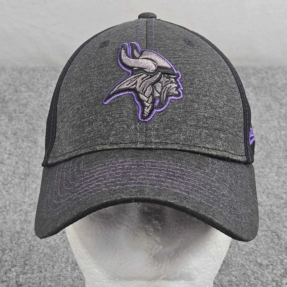 Minnesota Vikings Monochrome Hat S M New Era 39Thirty Stretch‎ Grey Black Cap